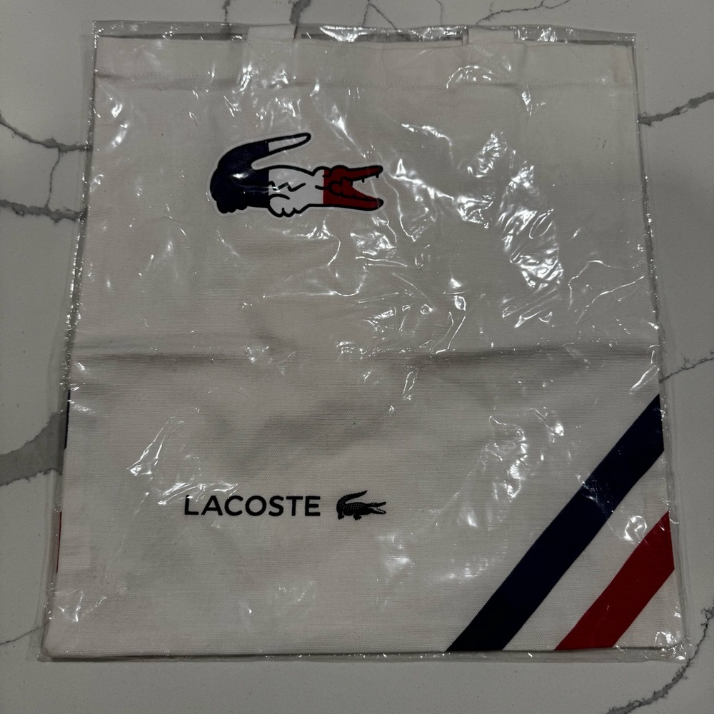 Lacoste Canvas Preppy Uniform Prep Euro Summer Y2K Streetware Tote - Picture 6 of 7